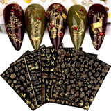 9 Blatt Nagelsticker Weihnachten Nagelaufkleber Selbstklebend Weiß Rentier Schneemann Nail Art Sticker Dekoration Nageldesign Zubehör