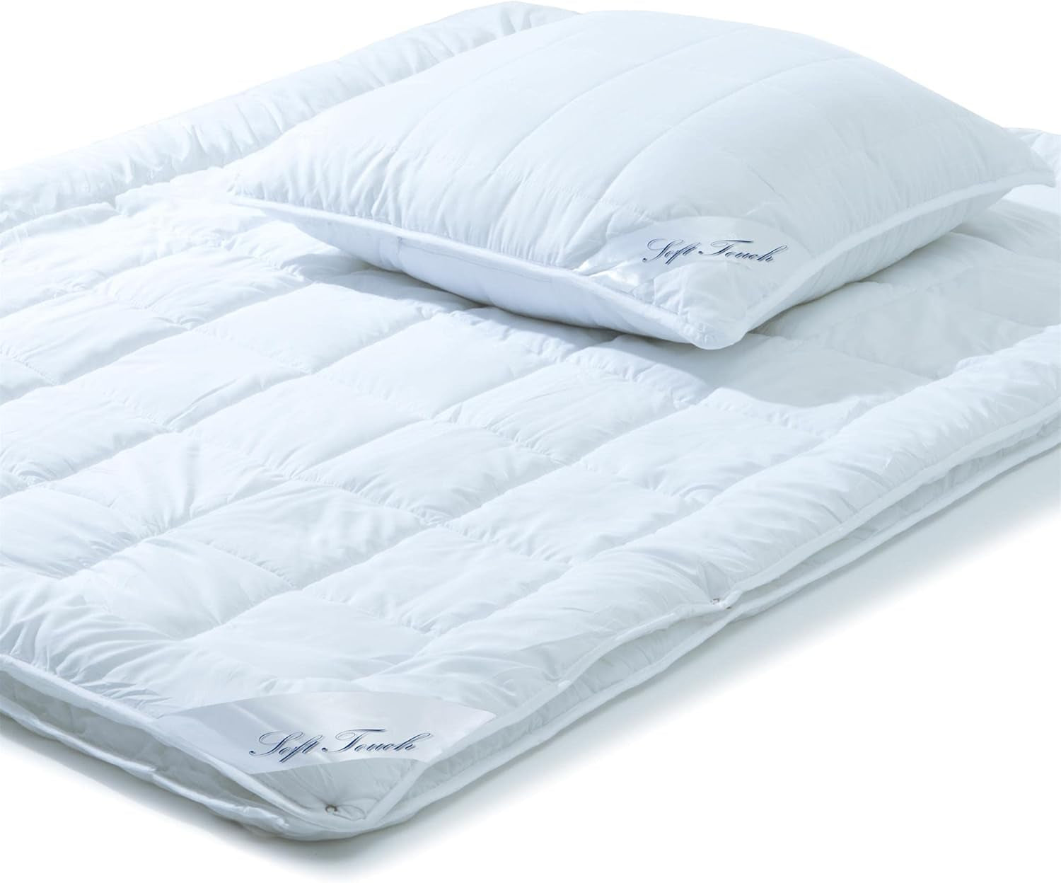 Aqua-Textil Soft-Touch-Set für Kinder, Bettdecke 100 x 135 cm, 250 g und 350 g, mit Kissen 40 x 60 cm, 150 g, Bettdecke 4 Jahreszeiten, Klimakontrolle, Öko-Tex, Bettdecken und Steppdecken, Naty Shop 155 x 220 cm + 1 x 80 x 80 cm, 4 Jahreszeiten