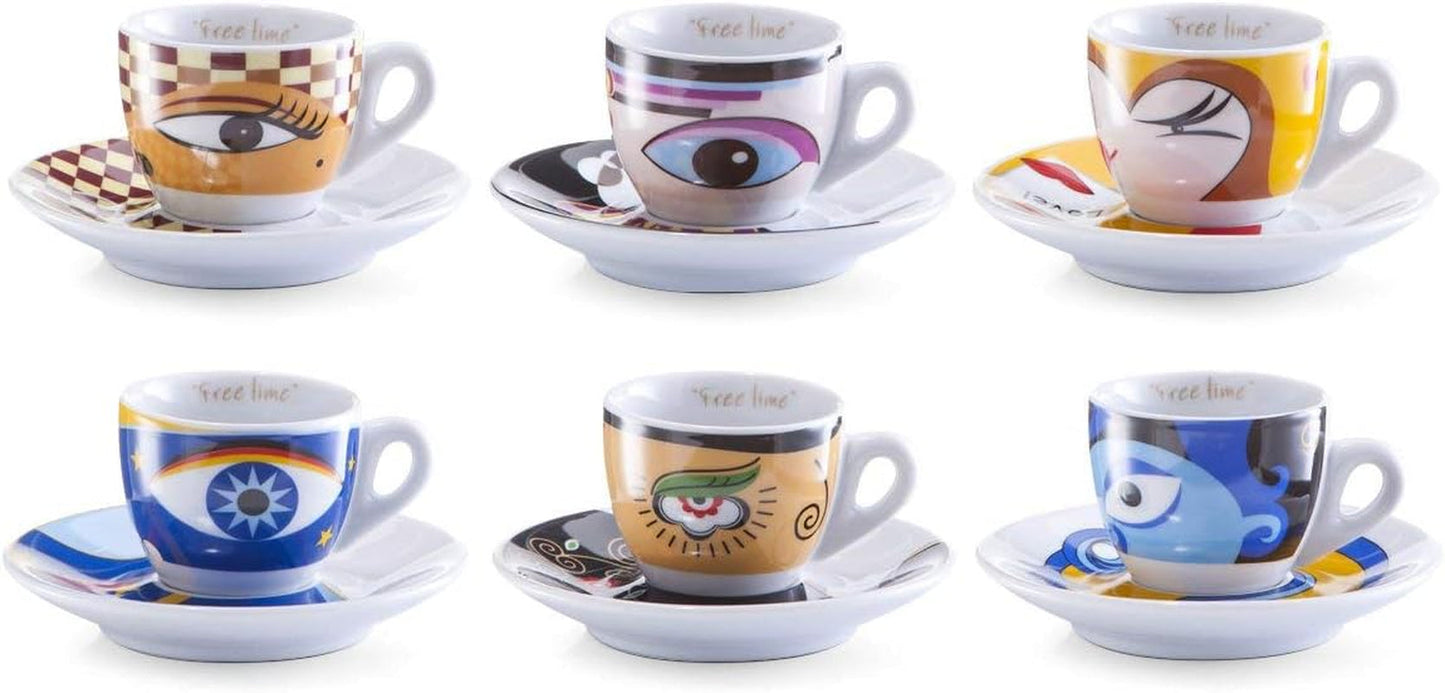 Zeller 26510 Espressotassen-Set, 12-teilig, Magic Eyes, Weiß