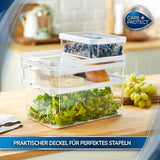 CARE + PROTECT Smarter Lebensmittelbehälter, perfekt stapelbar, Kühlschrank-Organizer, schützt Lebensmittel vor Feuchtigkeit, hält Lebensmittel länger frisch, 2,15 l Frischhalteboxen Naty Shop