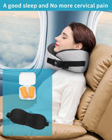 Flugzeug-Nackenkissen, Memory-Schaum-Reisekissen, Nackenkissen für Erwachsene, verstellbares waschbares Flugzeugkissen, ergonomisches Reisekissen (grau). Orthopädische Halskissen von Naty Shop