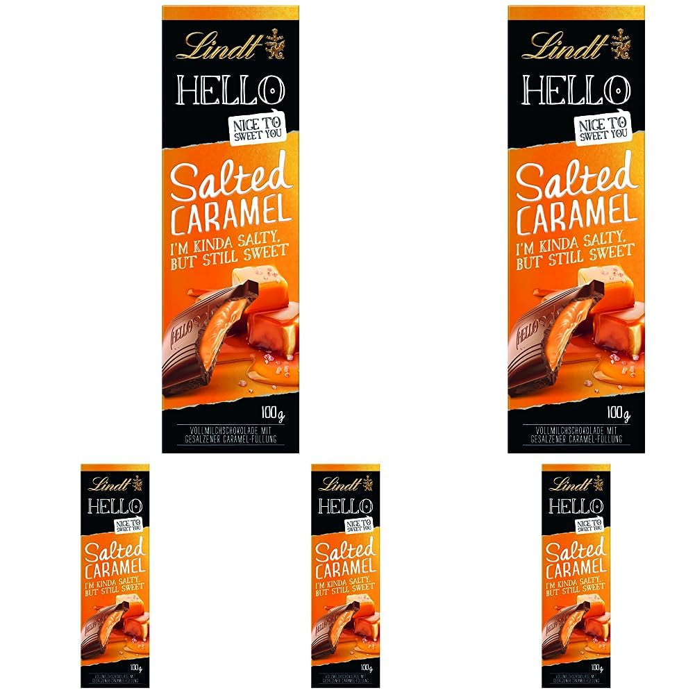 HALLO gesalzene Karamellschokolade | Riegel 100g | Milchschokolade mit Salzkaramellfüllung | Schokoriegel | Schokoladengeschenk (5er-Pack)