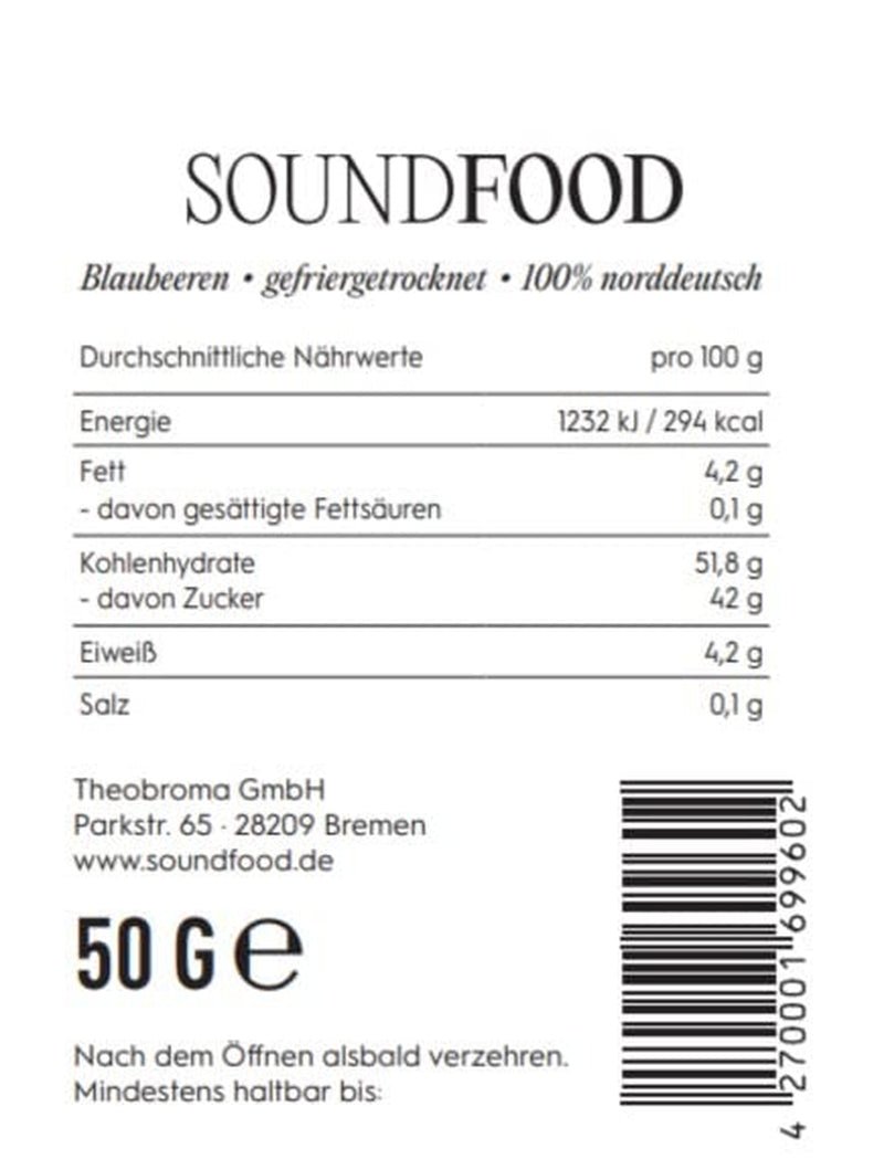 Blaubeeren | lyophilisierte Blaubeeren, ganz aus Deutschland | regional = 100 % Norddeutschland | Ernte 2024, 40 g Naty Shop dehydrierte Produkte