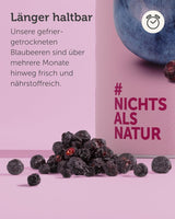 Gefriergetrocknete Bio-Heidelbeeren BUAH® | Gefriergetrocknete Bio-Blaubeeren ohne Zuckerzusatz | 100 % gefriergetrocknete Früchte (vegan, glutenfrei, laktosefrei) | Idealer Snack (140 g). Dehydrierte Produkte von Naty Shop