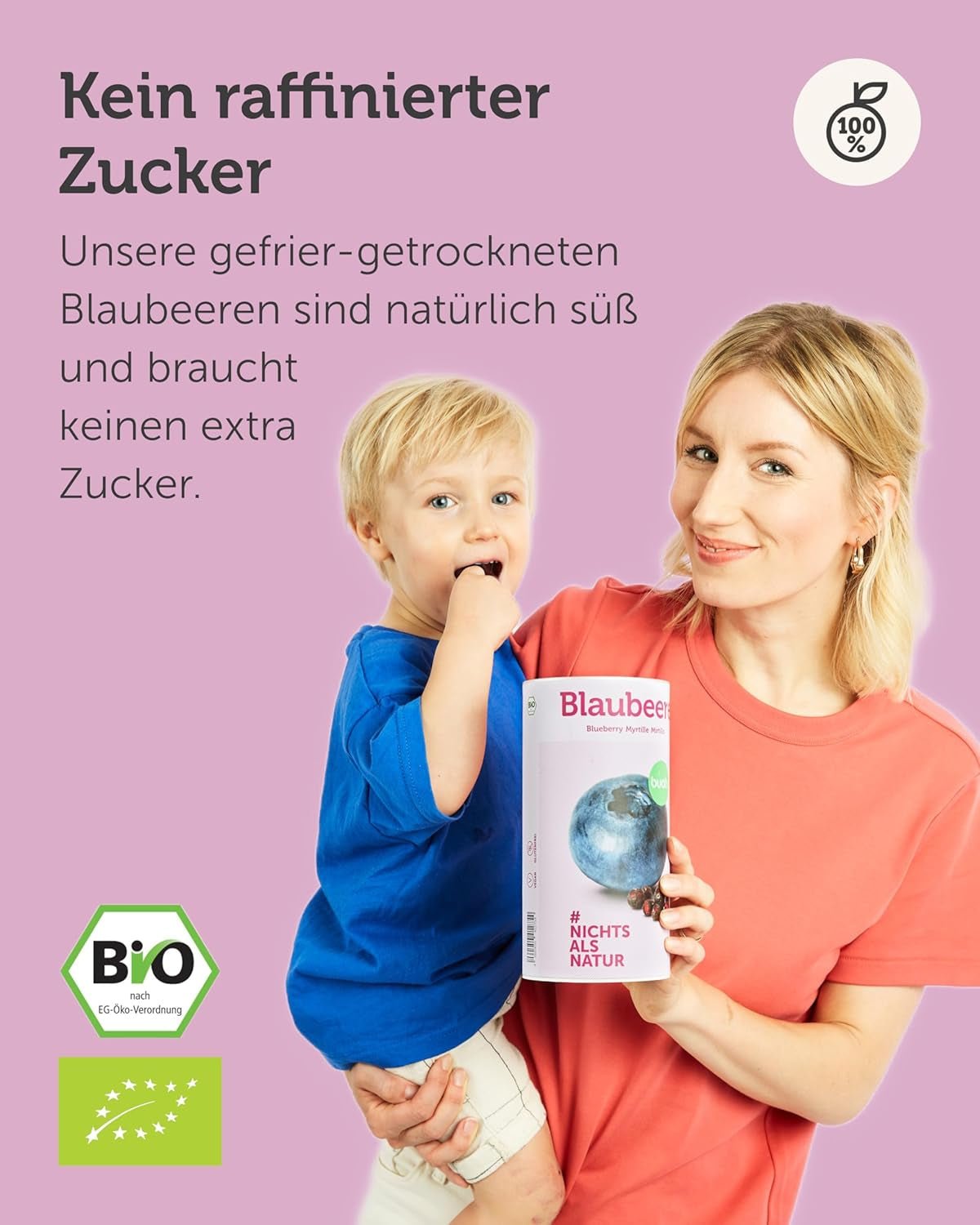 Gefriergetrocknete Bio-Heidelbeeren BUAH® | Gefriergetrocknete Bio-Blaubeeren ohne Zuckerzusatz | 100 % gefriergetrocknete Früchte (vegan, glutenfrei, laktosefrei) | Idealer Snack (140 g). Dehydrierte Produkte von Naty Shop