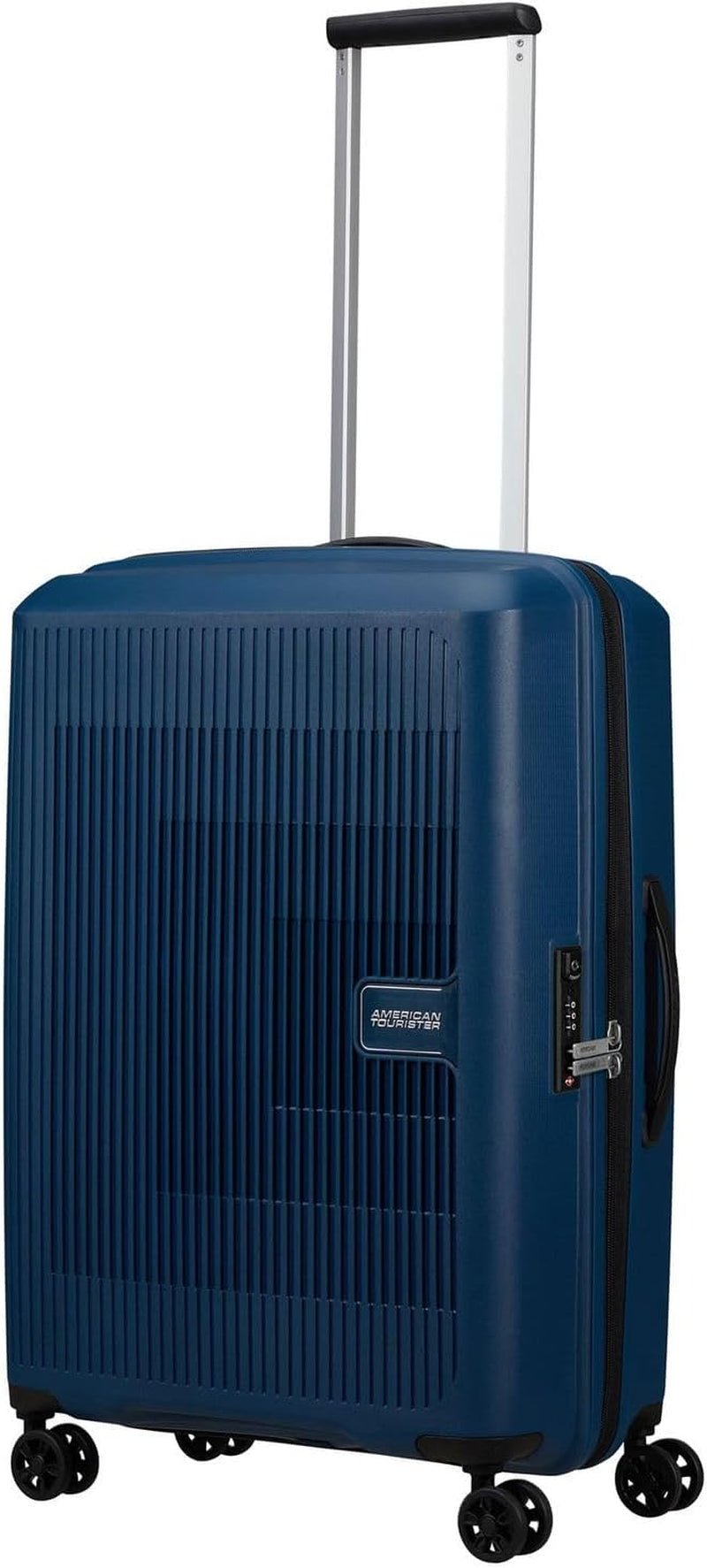 American Tourister Aerostep - Spinner L, erweiterbarer Koffer, 77 cm, 101,5/109 L, Orange (Bright Orange) Gepäck und Reiseausrüstung Naty Shop Blau (Marineblau) M (67 cm - 66,5/72,5 L)