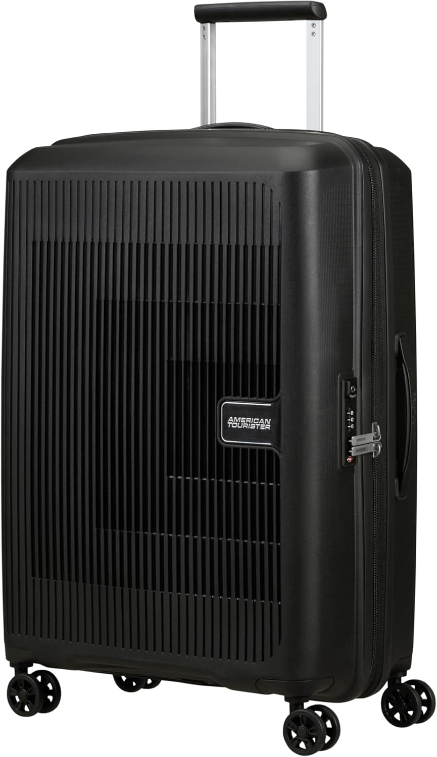 American Tourister Aerostep - Spinner L, erweiterbarer Koffer, 77 cm, 101,5/109 L, Orange (Bright Orange) Gepäck- und Reiseausrüstung Naty Shop Schwarz (Schwarz) M (67 cm - 66,5/72,5 L)