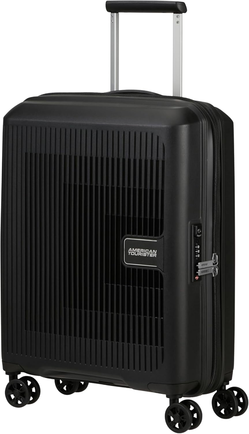 American Tourister Aerostep - Spinner L, erweiterbarer Koffer, 77 cm, 101,5/109 L, Orange (Bright Orange) Gepäck- und Reiseausrüstung Naty Shop Schwarz (Schwarz) S (55 cm - 36/40 L)