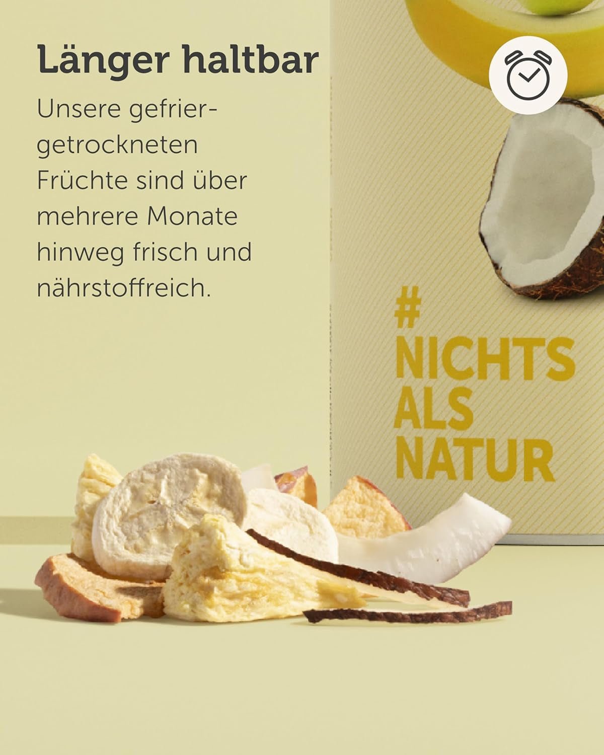 Gefriergetrocknete Fruchtmischung BUAH® | Gefriergetrocknete Ananas, Bananen, Äpfel und Kokosnüsse ohne Zuckerzusatz | 100 % Frucht | Vegane, glutenfreie, laktosefreie (192 g) dehydrierte Produkte von Naty Shop
