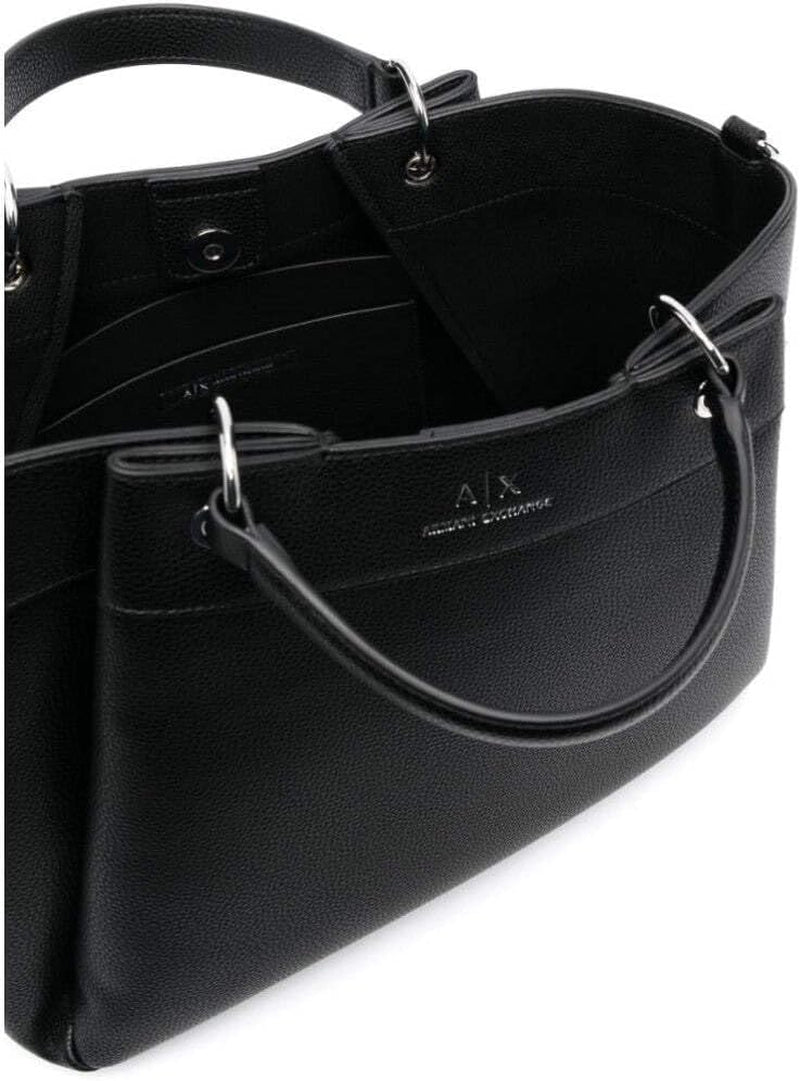 Armani Exchange Essential für Damen, Wave, Silber bedrucktes Logo Shopping L Taschen Damen Naty Shop Schwarz