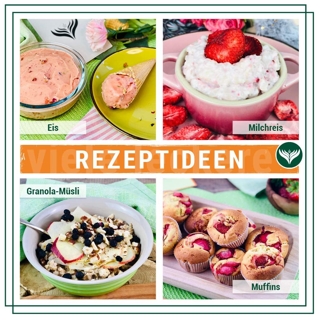 Azafran-Erdbeerpulver, gefriergetrocknete (gemahlene) Erdbeeren, Erdbeerpulver 250g Dehydrierte Produkte Naty Shop