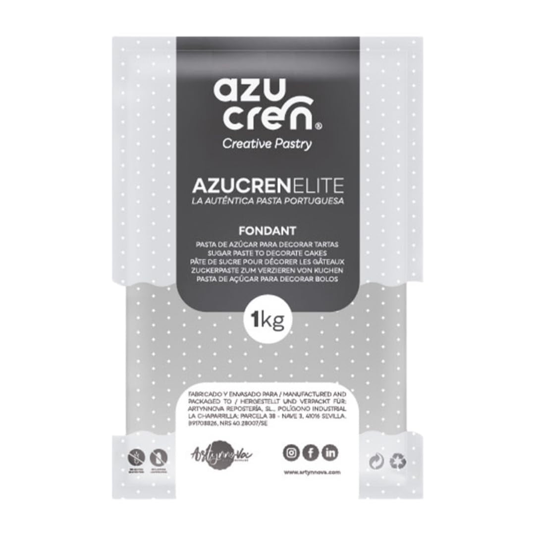 Azucren, Rollfondant, Grauer Rollfondant, einfach zu verwenden, glatt, flexibel, weich und biegbar, perfekt zum Dekorieren von Kuchen, Halal, koscher, glutenfrei, Zitronengeschmack (250 g). Naty Shop Zuckerpaste 1 kg