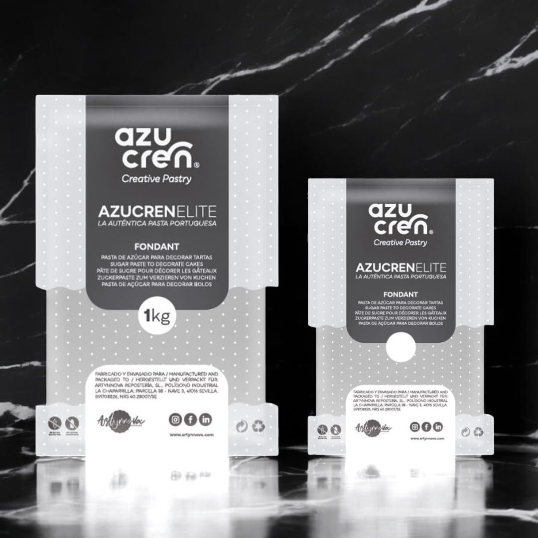 Azucren, Rollfondant, Rollfondant grau, einfach zu verwenden, glatt, flexibel, weich und biegbar, perfekt zum Dekorieren von Kuchen, Halal, koscher, glutenfrei, Zitronengeschmack (250 g) Naty Shop Zuckerpaste