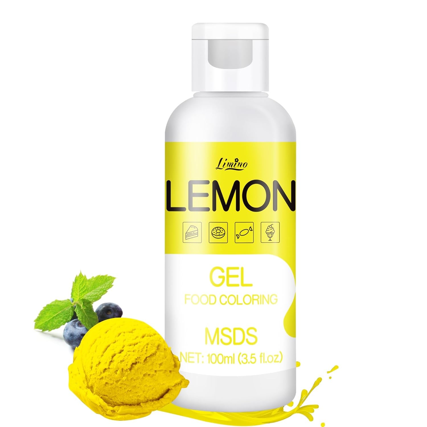 Gel-Lebensmittelfarbe – 100 ml, Gel-Lebensmittelfarbe für Kuchen, Backen, Kekse, Makronen – konzentrierte zuckerfreie Lebensmittelfarbe für Kuchendekoration, Getränke, Ostereier, DIY Schleim (weiß)
