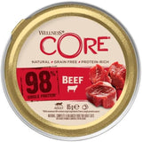 Wellness CORE 98% 12 x 85g, Rind – Nassfutter für Katzen, dicke Pastete, getreidefrei, natürlich, hypoallergen, proteinreich, reich an Fleisch