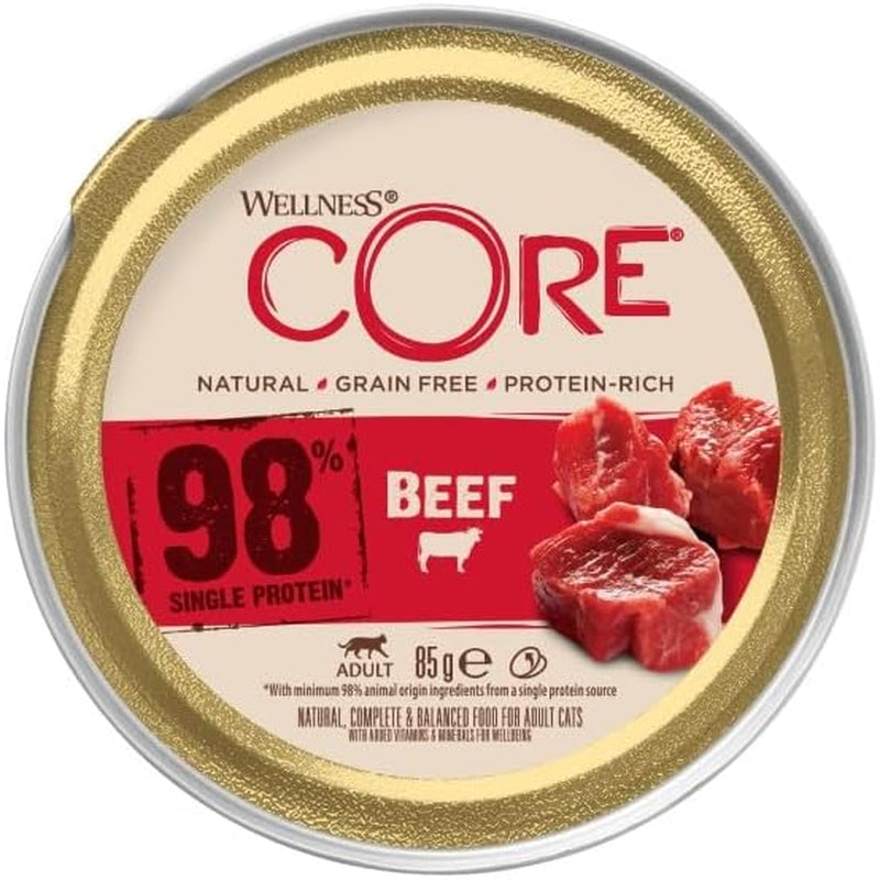 Wellness CORE 98% 12 x 85g, Rind – Nassfutter für Katzen, dicke Pastete, getreidefrei, natürlich, hypoallergen, proteinreich, reich an Fleisch
