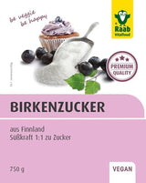 Raab Vitalfood Premium Birkenzucker, Xylit, Vegan, 1:1 Zucker-Alternative, Süßungsmittel, Zahnfreundlich, Vorratspack, 750 G Süßstoffe Naty Shop