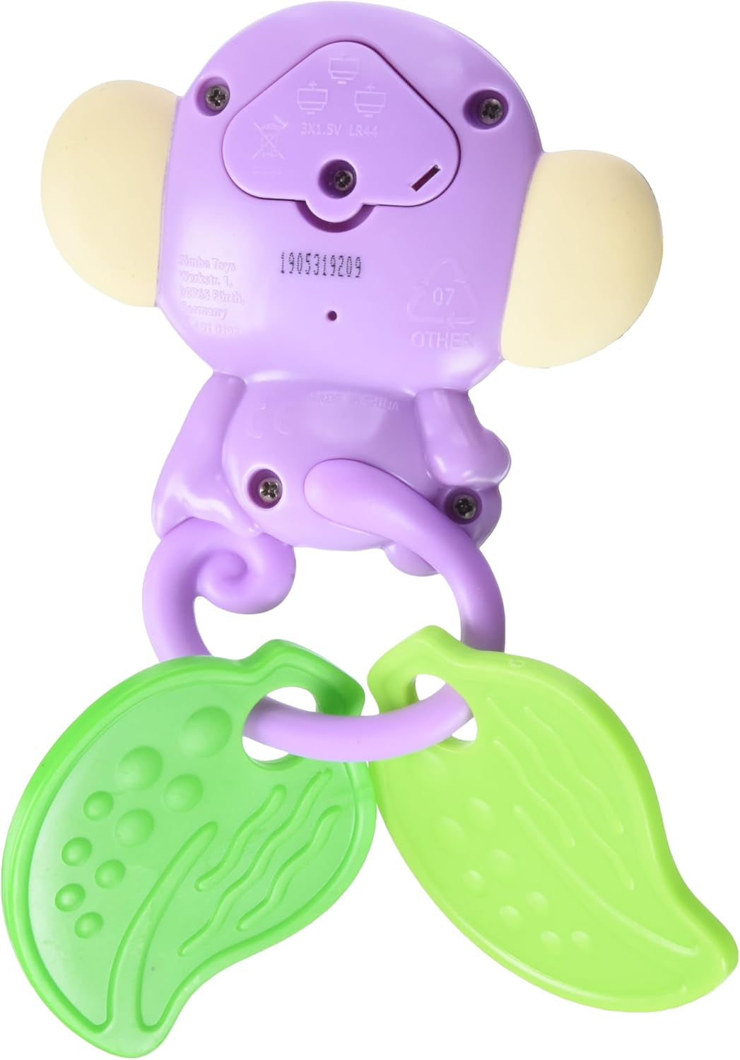 Simba 104010192 – ABC-Affen-Musikrassel, 2 Sinneselemente, mit Musikfunktion, 17 cm, Spielzeug für Kinder, ab 6 Monaten Babyspielzeug Naty Shop