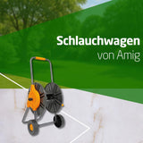 Amig - Schlauchtrommel | für 1/2"-Schläuche | max. 60 m gerollt | mit Kurbel zum einfachen Aufwickeln | Polypropylen | Orange und Grau