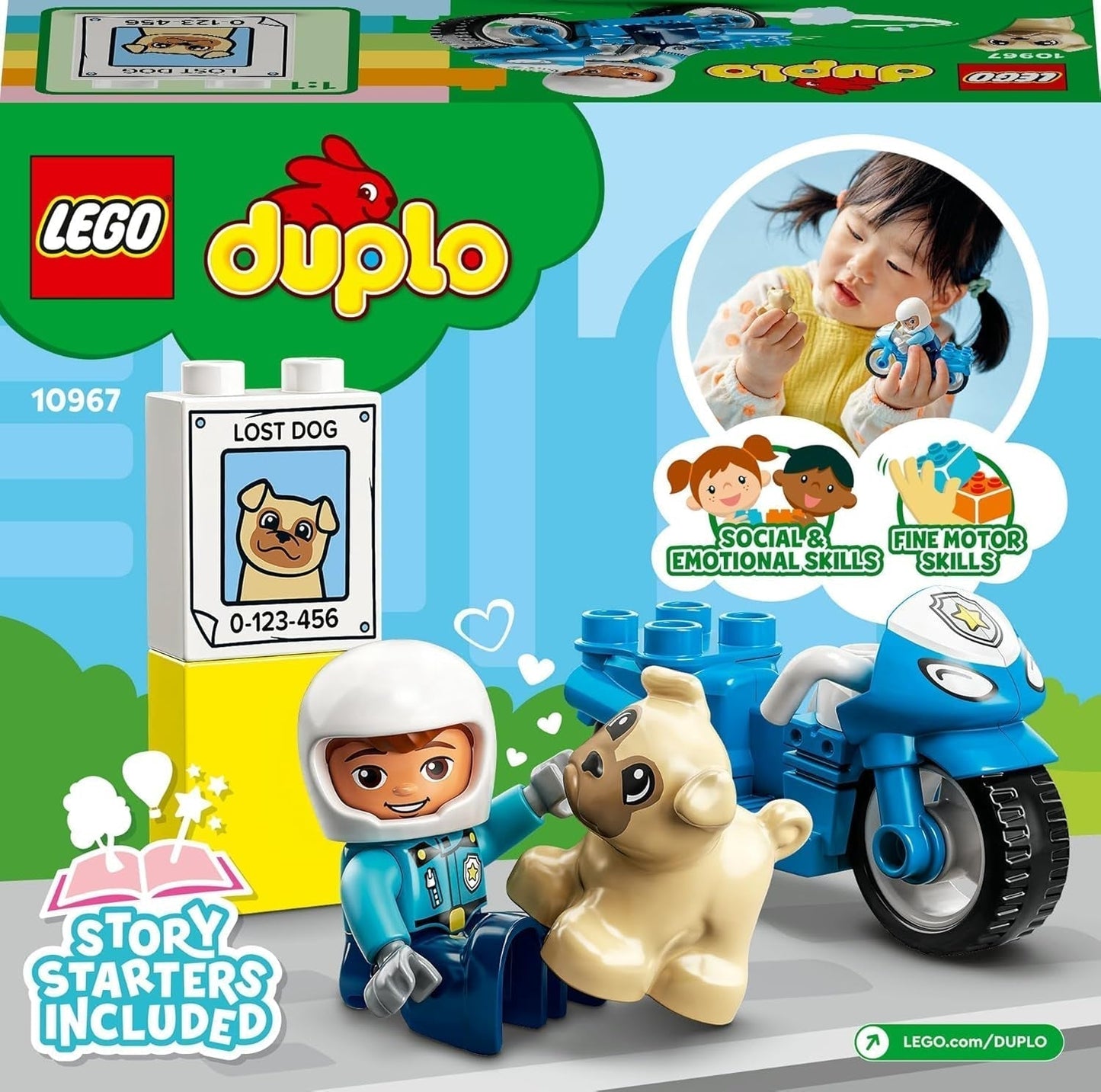 LEGO 10967 DUPLO Polizeimotorrad, Polizeispielzeug für Kleinkinder ab 2 Jahren, Ideales Spielzeug für die motorischen Fähigkeiten von Babys, Spielzeugmotorrad Bausets Besuchen Sie den LEGO-Store