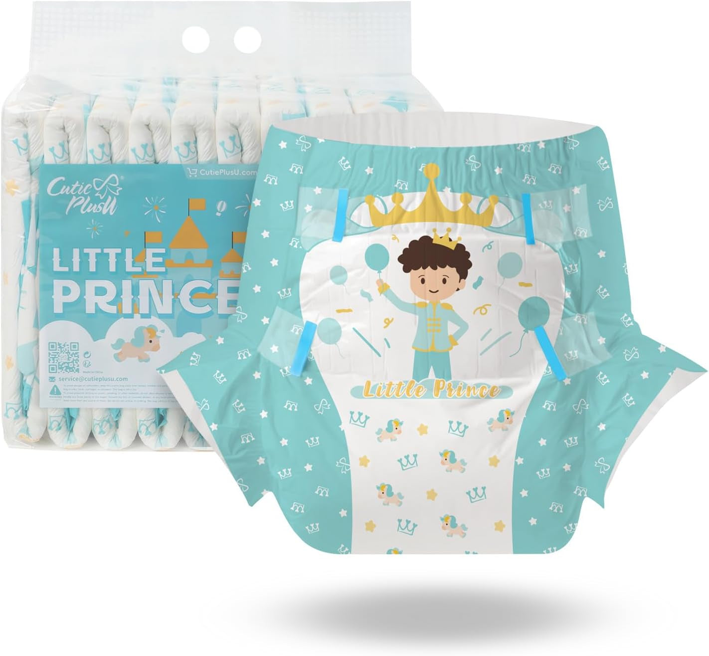CutiePlusU Erwachsenenwindeln, 10 Stück, Einweg-Inkontinenzhöschen mit Laken für Damen und Herren, maximale Saugfähigkeit über Nacht – Kleine Prinzessin (große Größe 94–119 cm)