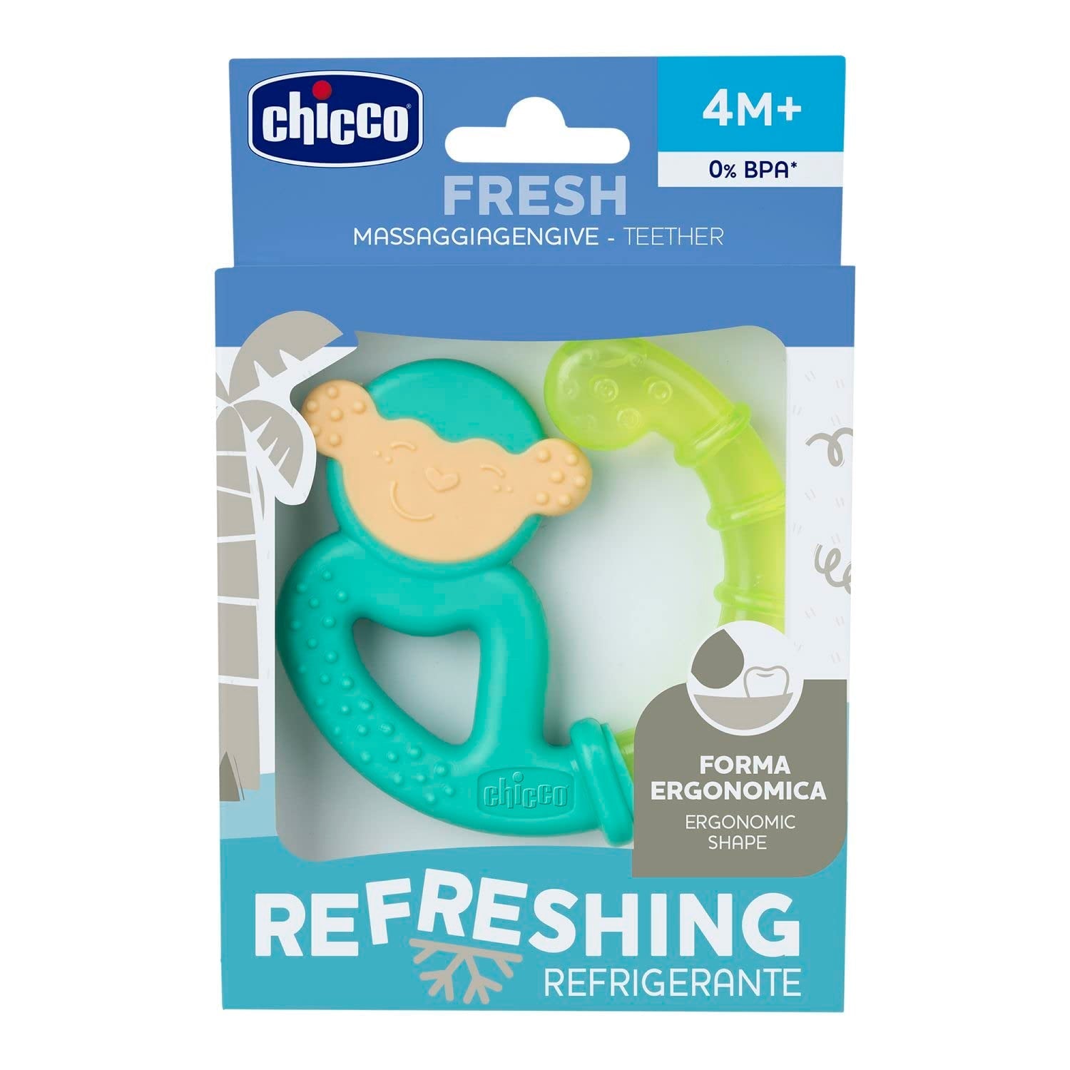 Chicco Fresh&Relax Affen- oder Faultier-Beißring, 4M+, gefüllt mit sterilem Wasser