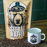 SEEBÄR KAFFEE - Extra starke Kaffeebohnen - 500g - Niedriger Säuregehalt und intensives Aroma - Ganze Bohnen für Kaffeevollautomaten, Espresso und French Press - Hoher Koffeingehalt und niedriger Säuregehalt
