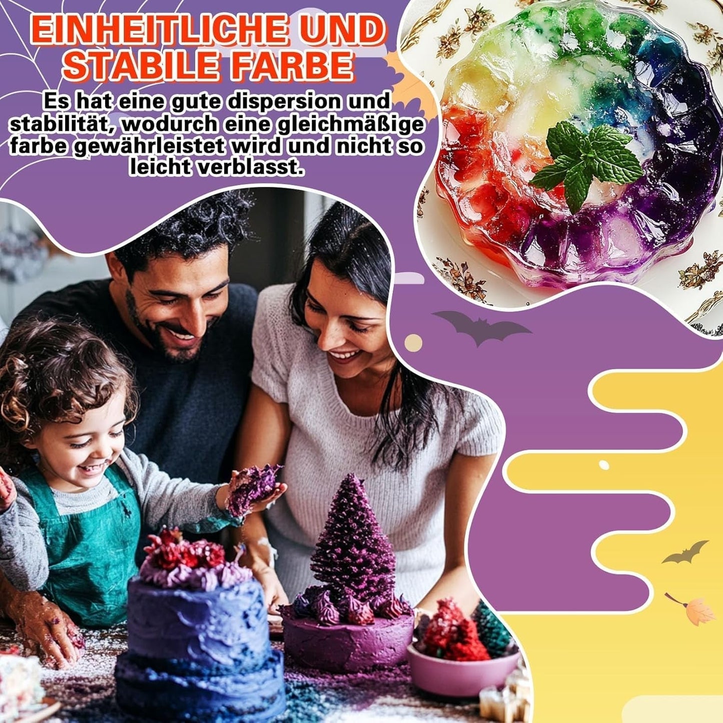 Lebensmittelfarbpulver – 4 Farben Lebensmittelfarbe, konzentrierte Lebensmittelfarbe, Rot, Grün, Blau, Lila, Lebensmittelfarbe zum Dekorieren von Kuchen, Backen, Zuckerguss, Dessert, Kochen – 5 g