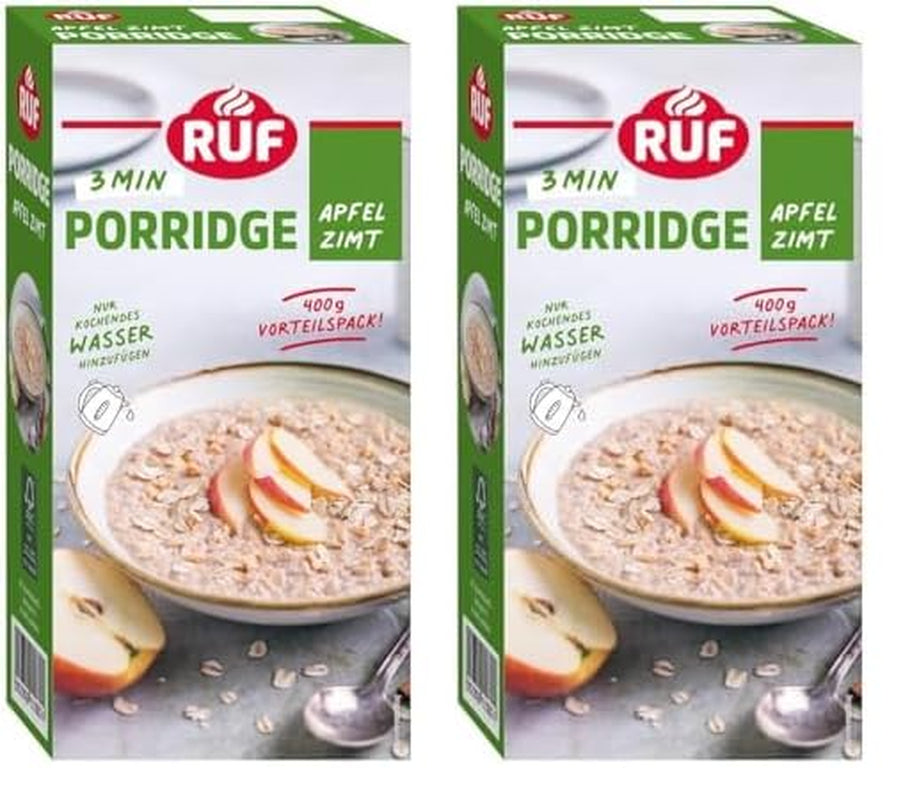 RUF Zimt-Apfel-Haferflocken mit ganzen Haferflocken, zartem Zimtgeschmack und getrockneten Apfelstücken, Snacks, Großpackung, 1 x 400 g
