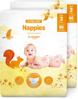 Amazon Ultra Dry Windeln, Größe 1 (2–5 kg) – Monatsbox, Weiß, 96 Stück (2 Packungen à 48 Stück) (ehemals Marke Mama Bear, identisches Produkt)