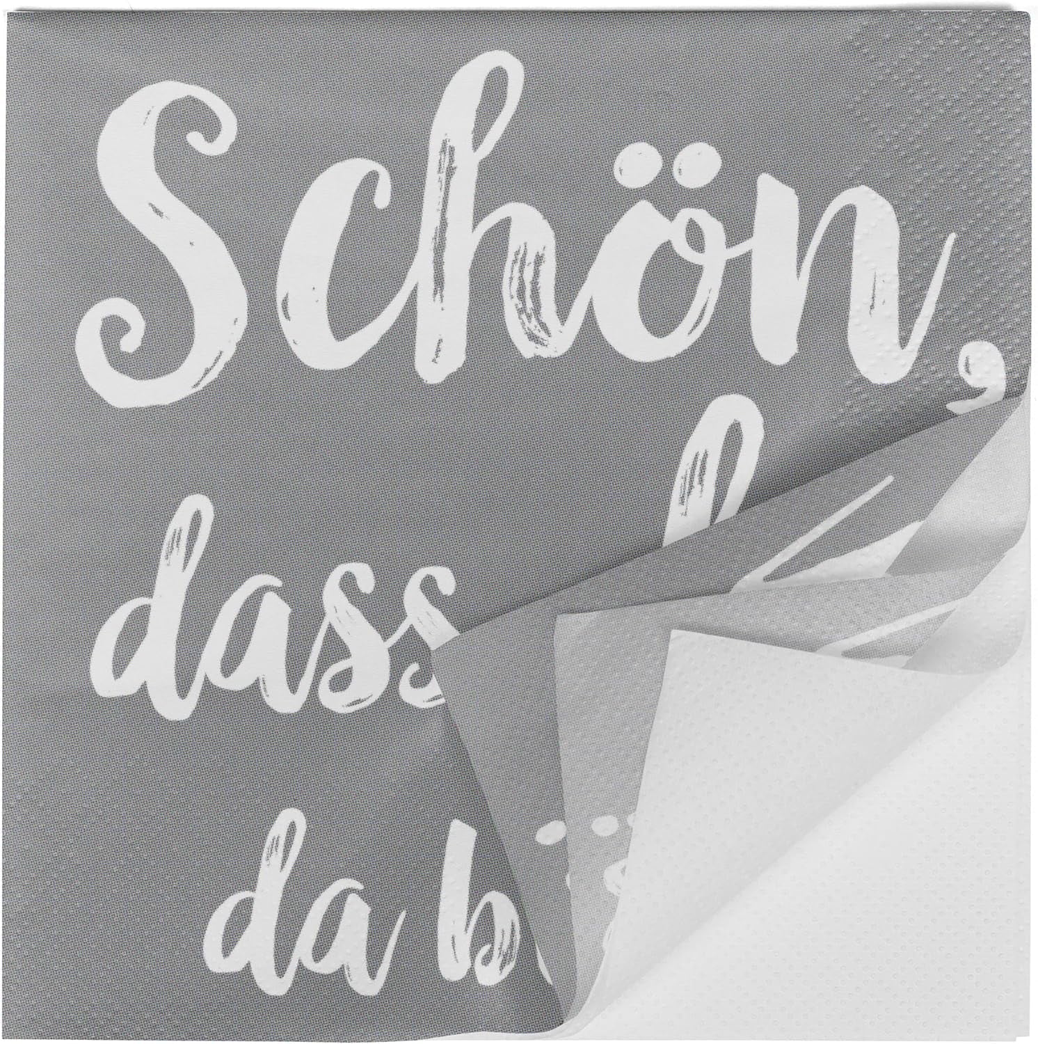 HEKU Cocktailservietten „Schön Dass Du Da Bist“, 3-lagig, 25X25Cm, 150 Stück I Elegantes Design I Ideal für Feiern I Praktisch verpackt