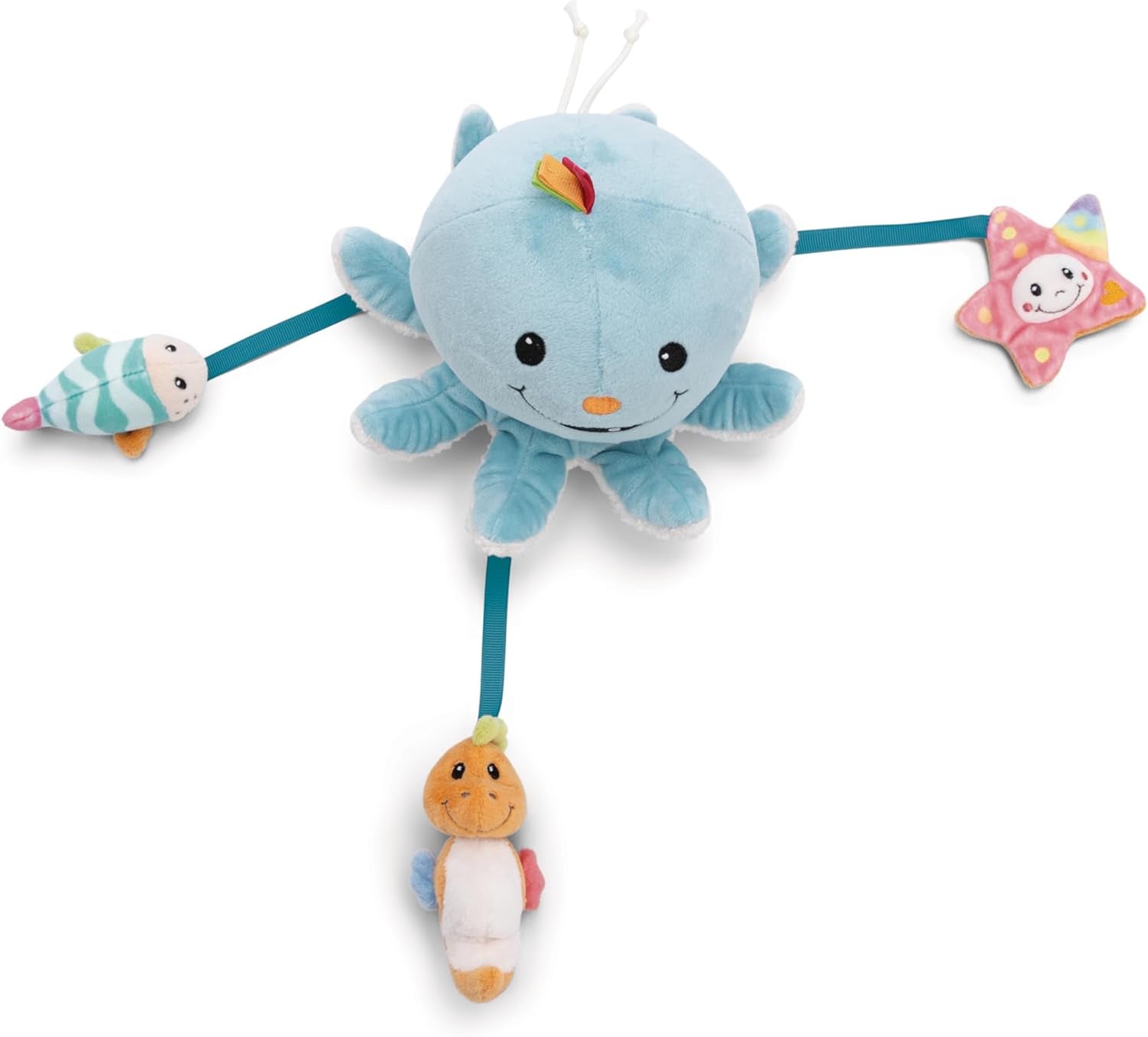 Octily Badespielzeug 18x14cm inkl. 3 Figuren in Geschenkbox 23,5x17x13,5cm blau - Spielzeug mit Griffelementen - Kinderbadespielzeug zum Fangen und Spielen Baby Toys Naty Shop