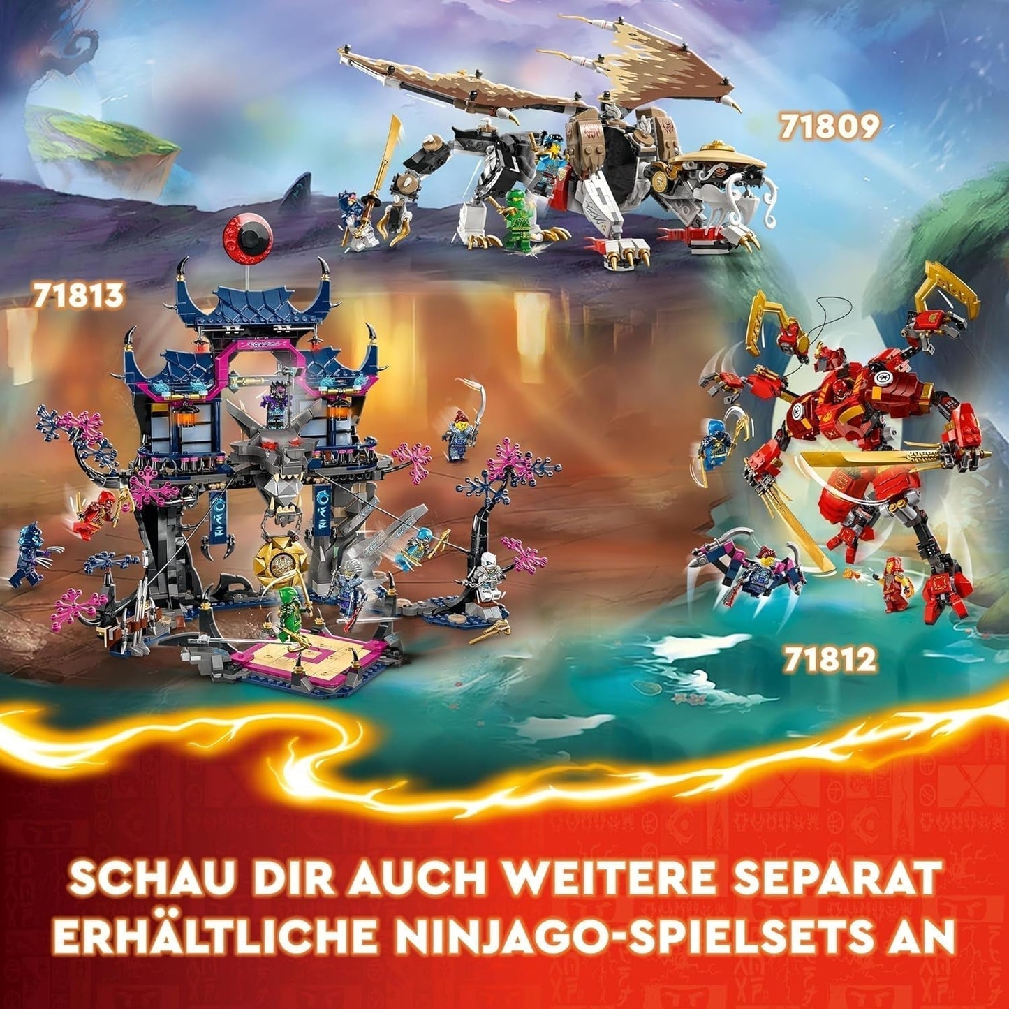 LEGO NINJAGO Drachenstein-Tempel-Drachenspielzeug mit 6 Ninja-Figuren, großes Set zum Bauen, Spielen und Ausstellen, Geburtstagsgeschenk für Jungen und Mädchen ab 13 Jahren. 71819 Bausets Besuchen Sie den LEGO-Store