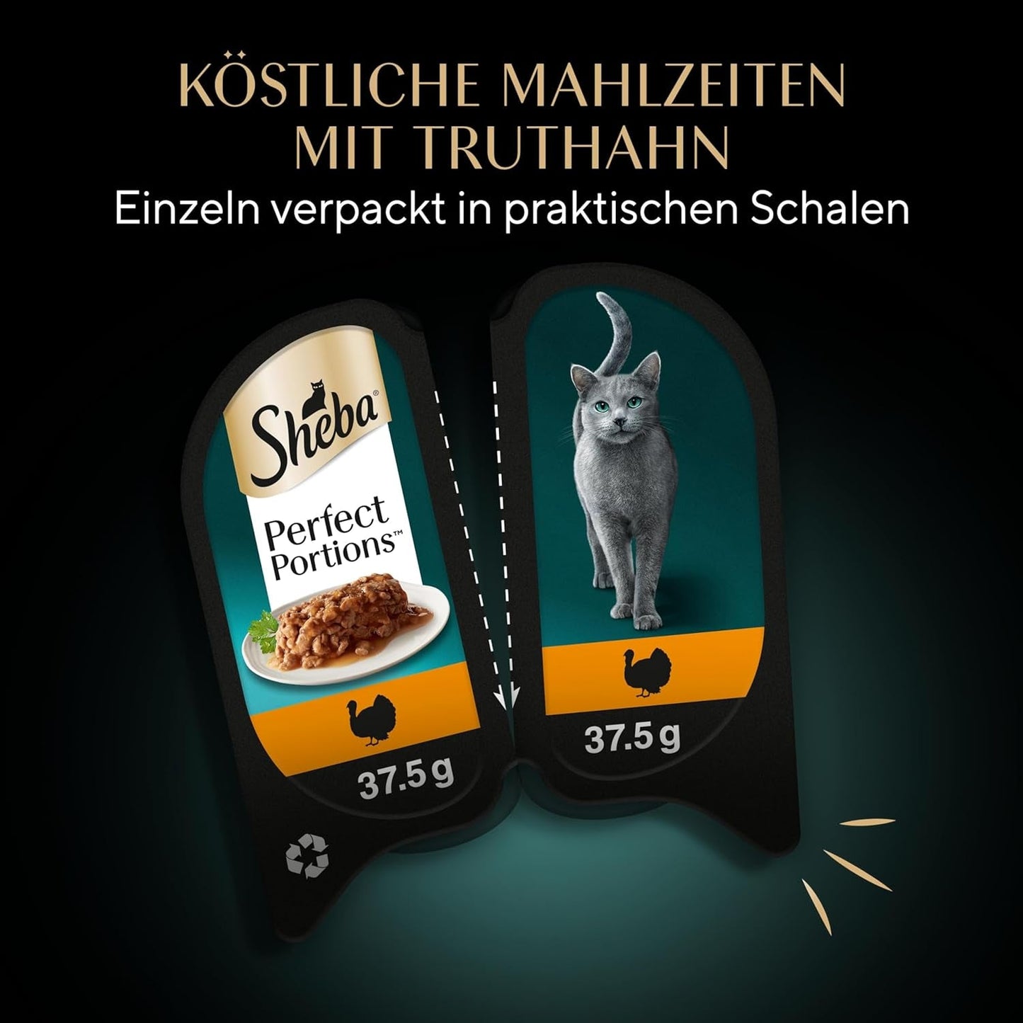 SHEBA Perfect PORTIONS Sauce für Katzen mit Truthahn 8 x 3 x (2 x 375g)
