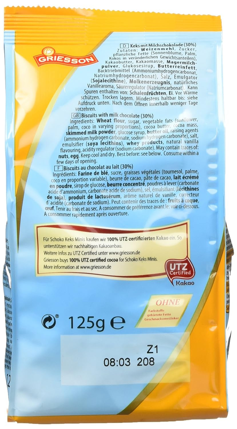 Griesson Schokoladen-Minikekse, 12er-Pack (12 Beutel x 125 g)