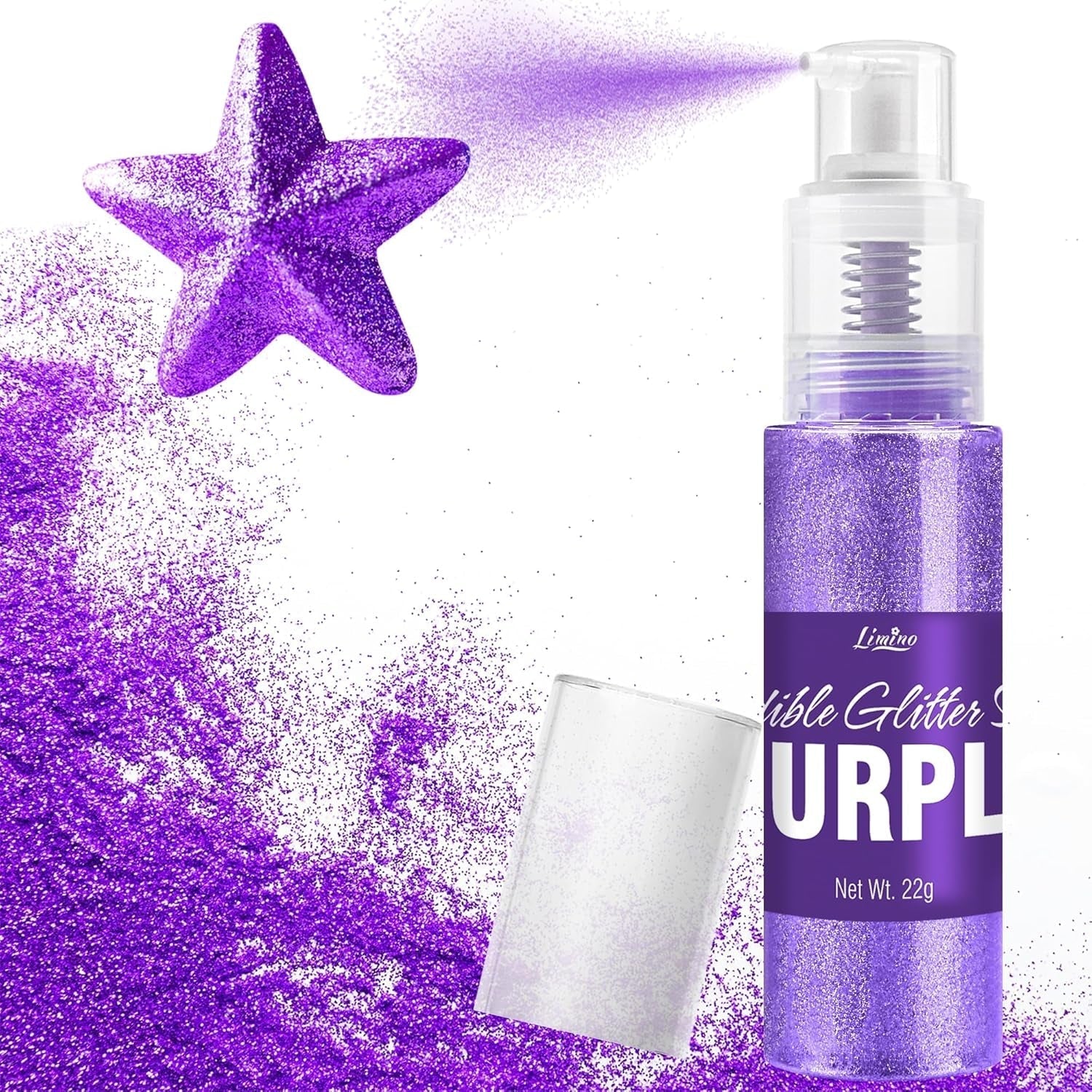 Essbares Glitzerspray – 22 g essbarer Glitzer, essbares Glitzerpulver für Getränke, Kuchendekorationen, Macarons – Lebensmittelfarbenes Glitzerpulver, essbarer Glitzer für Cocktails, Muffins (Pink)