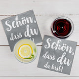 HEKU Cocktailservietten „Schön Dass Du Da Bist“, 3-lagig, 25X25Cm, 150 Stück I Elegantes Design I Ideal für Feiern I Praktisch verpackt