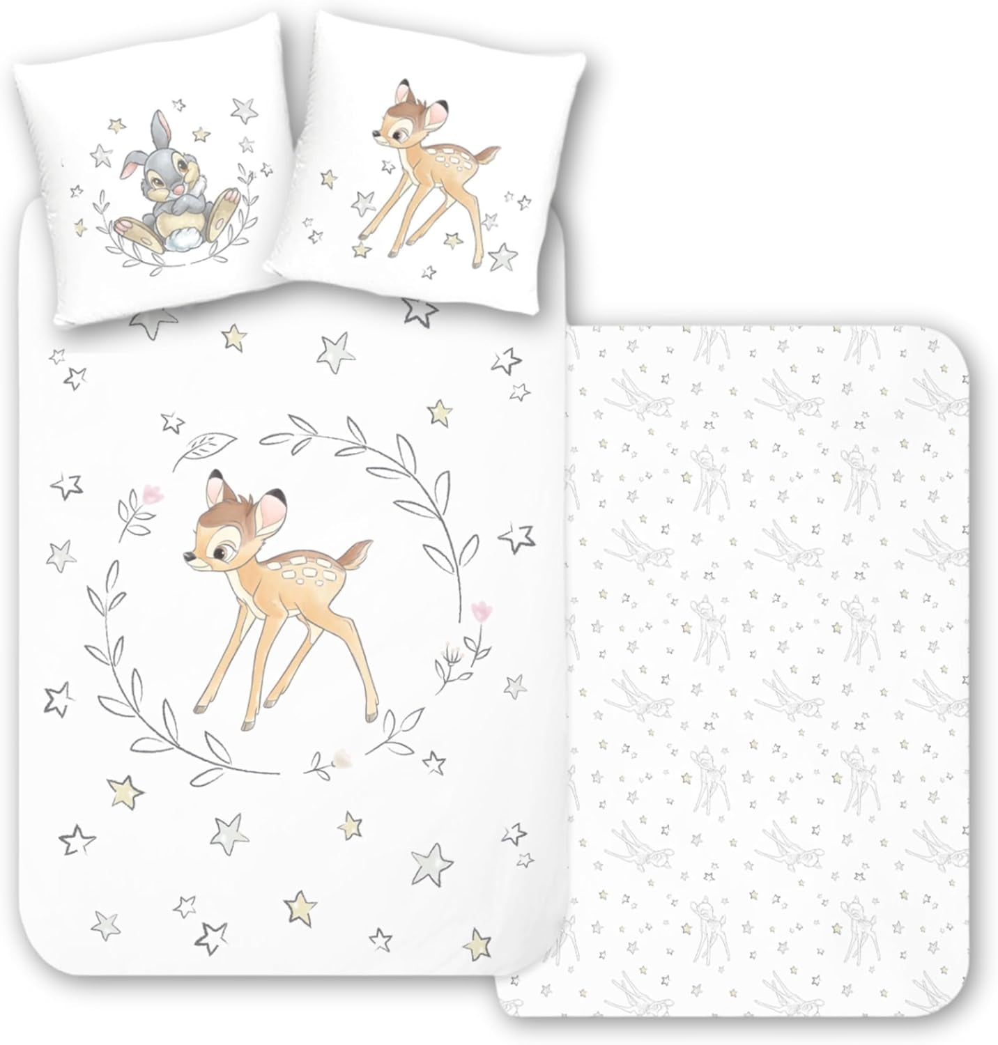 Bettwäsche für Kinder, verschiedene Zeichentrickfiguren, 100 % Baumwolle. Bettwäsche – Kinder Naty Shop Bambi