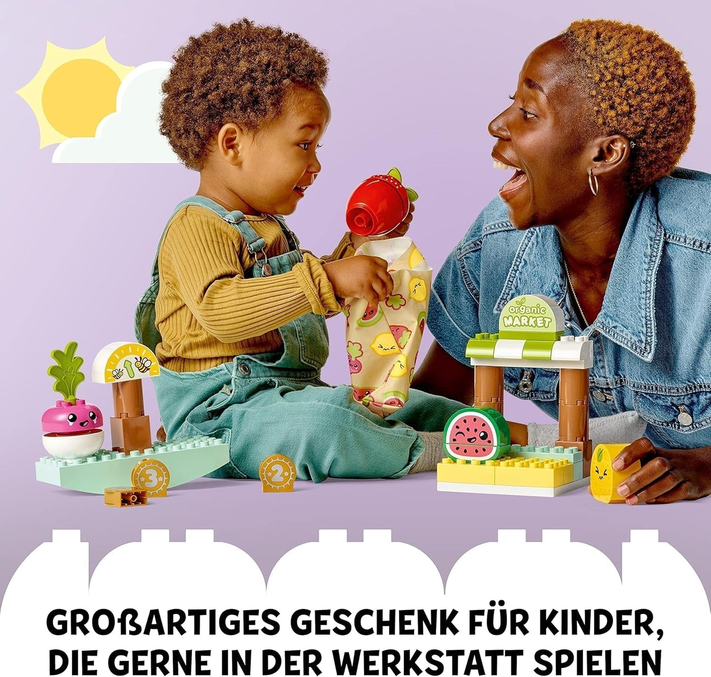 LEGO DUPLO Mein erster Bio-Markt, Spielzeugladen-Set für Jungen und Mädchen, Lernspielzeug für Kleinkinder ab 1,5 Jahren, Obst- und Gemüsezubehör 10983 Bausets Besuchen Sie den LEGO-Store