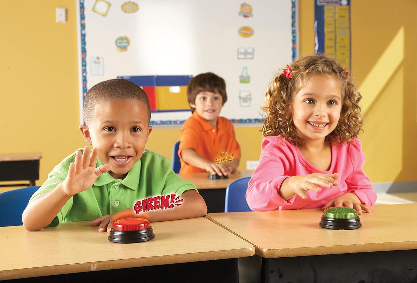 Lernressourcen Light & Sound Buzzer Lernspiele ab 3 Jahren Kinderfragespielzeug mit 4 verschiedenen Sounds für Spieleabende und Klassenzimmer Spielzeug Bebe Naty Shop