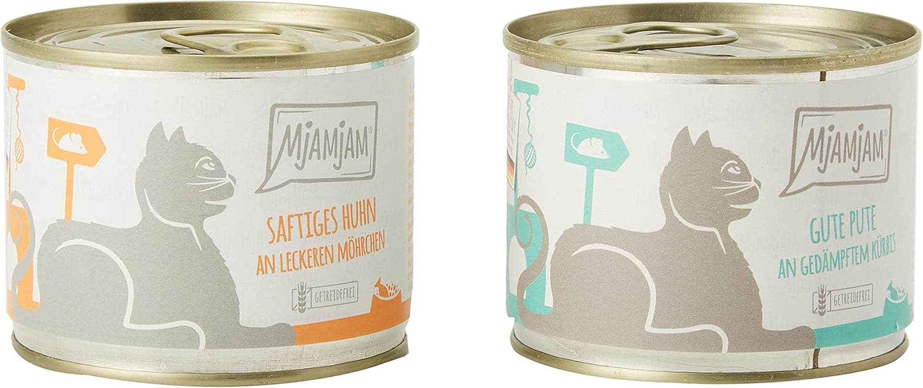 MjAMjAM – Premium-Nassfutter für Katzen – Monopack I – mit Huhn und Truthahn, 6er-Pack (6 x 200 g), getreidefrei mit extra Fleisch