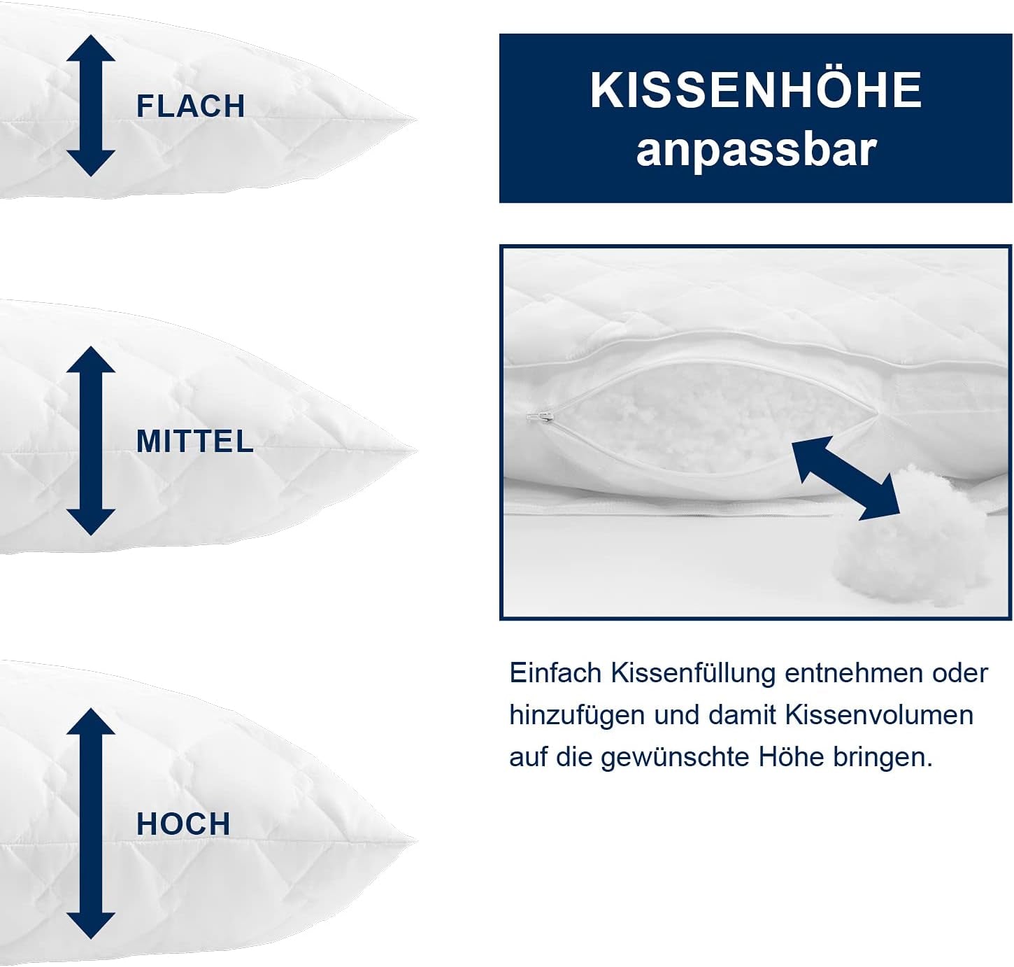 Irisette Noblesse Kissen - Made in Germany - Kissen mit abnehmbarem Bezug aus reiner Baumwolle, 80 x 80 cm, Öko-Tex zertifizierte Naty Shop Standardkissen