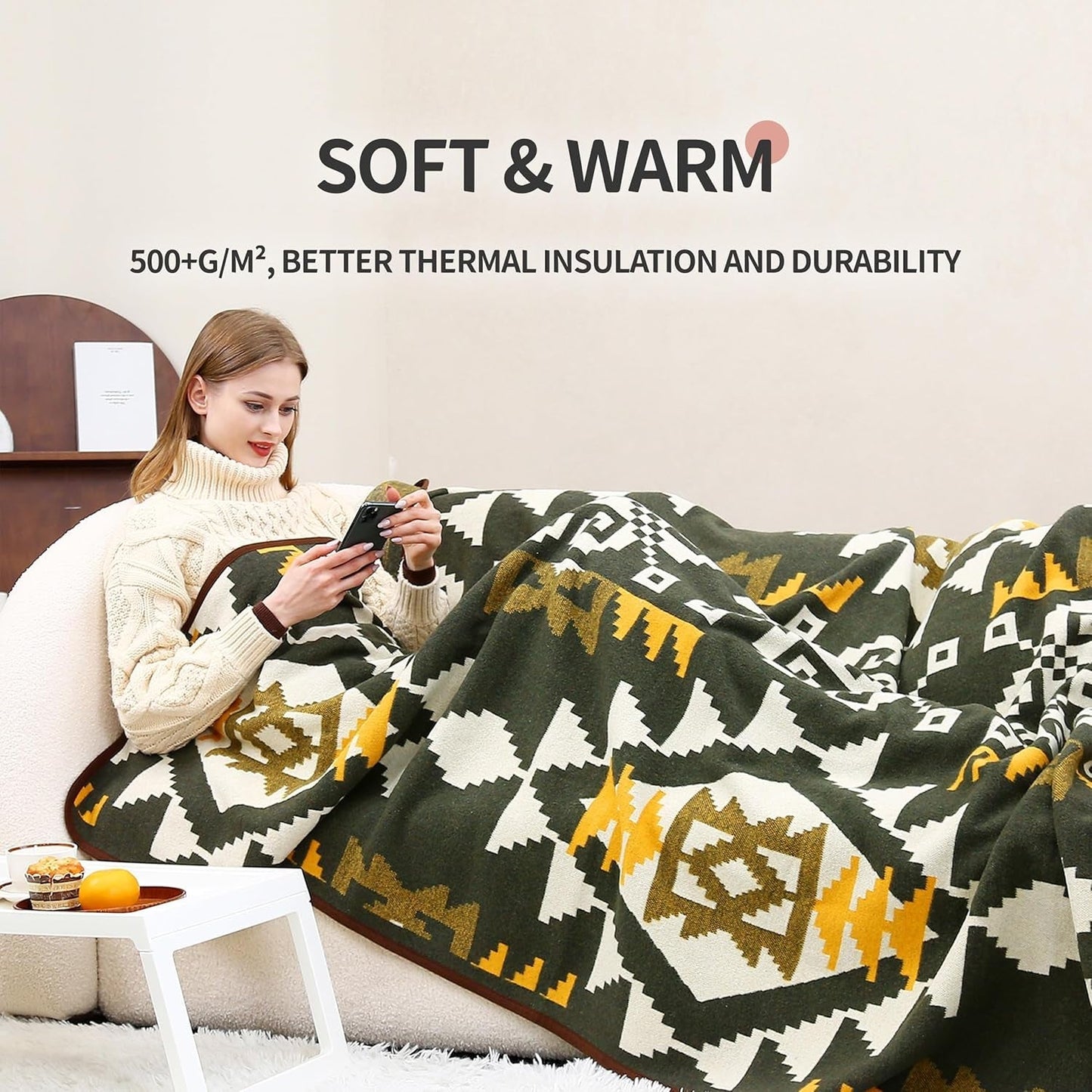 ACUSHLA 200,7X160 cm, 1,7 kg, Decke, Wolldecke, warme Reisedecke, Strickdecke, dekorativ, Decken für Sofa, Stuhl, Sofa, Bett, Wohnzimmer, Camping, geeignet für alle Jahreszeiten Ww203 Betten und Decken Besuchen Sie den ACUSHLA-Store