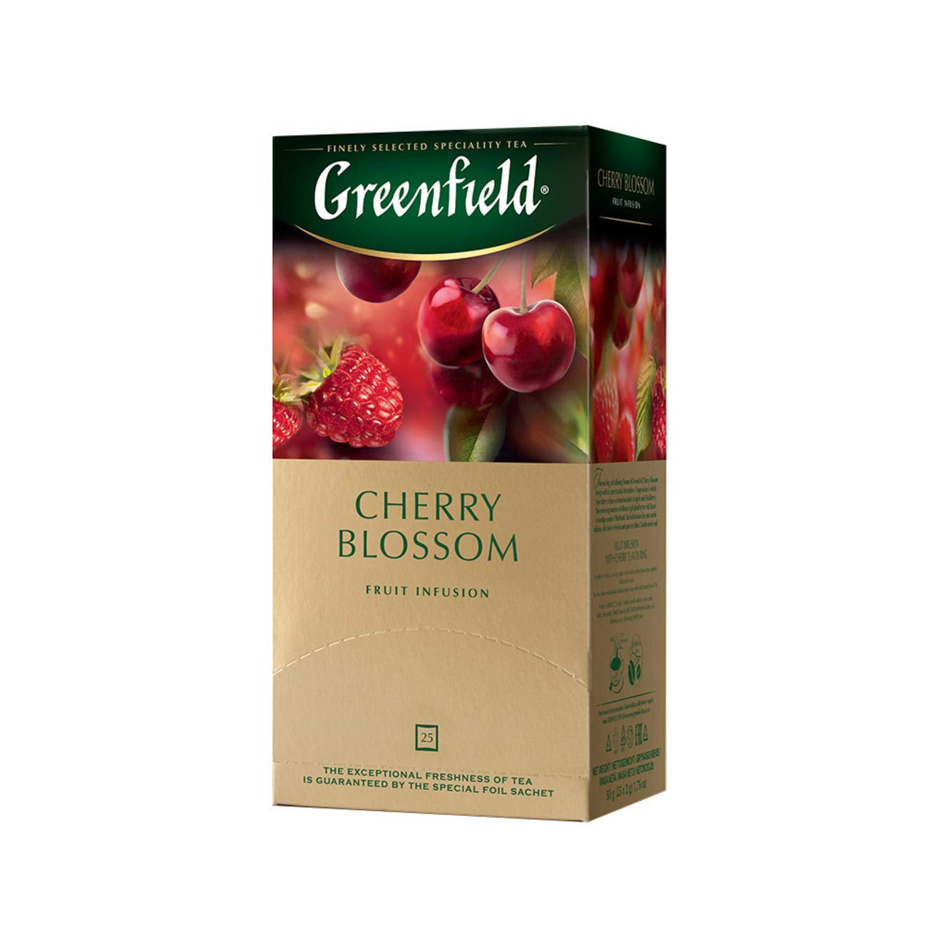 Greenfield-Kirschblüte, Hibiskus, Hagebutte, Apfel, Himbeere, Brombeere, Teebeutel (2G x 25), 50G