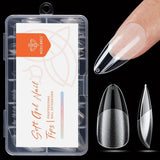 Modelones Nagelspitzen 216-teilig – Nagelspitzen-Set mit vollständiger Abdeckung, weiches Gel-Spitzen-Set, vorpolierende PMMA-Harz-Nagelspitzen, DIY-Kleber auf künstlichen Nägeln für Nagelkunst, kurze Mandeln XS