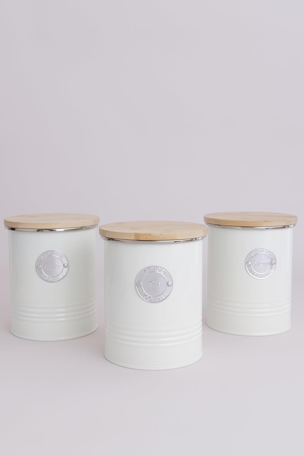 LIVING-Kollektion, Zuckerdose mit Deckel | creme pastell | Aufbewahrungsbox 1 L Küche für Zucker | Zuckerbehälter aus Stahl mit Deckel | Luftdichte Vorratsdosen aus Bambus mit Deckel, Aufbewahrungsboxen für Lebensmittel von Naty Shop