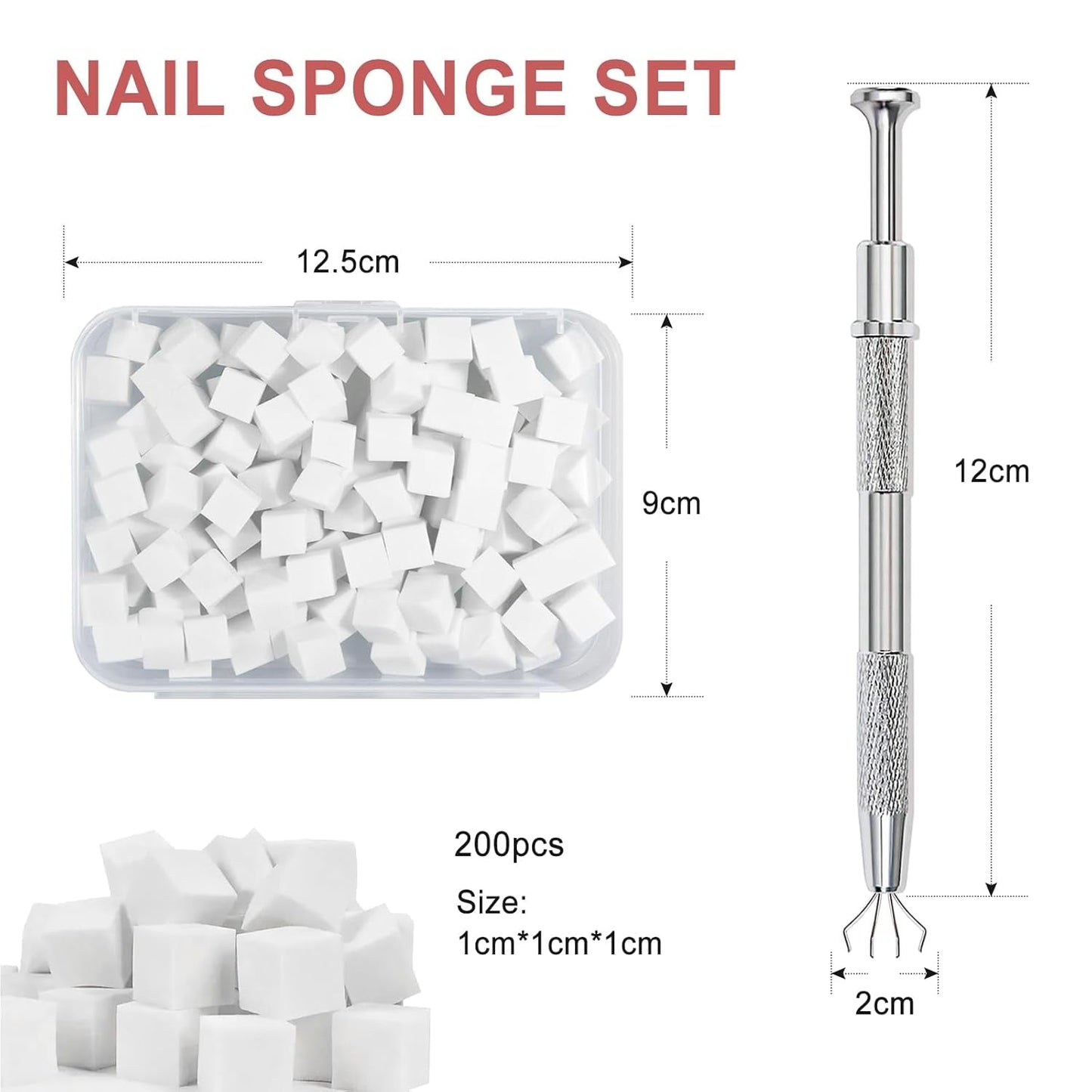 Qufiiry 200 Stück Nail Art Schwämme Mit Metallgreifer, Nagelkunst Schwammpinsel, Maniküre Zubehör Für Nägel, Um Eine Varavländ Von Gradient Nail Art Patterns To Create(White)