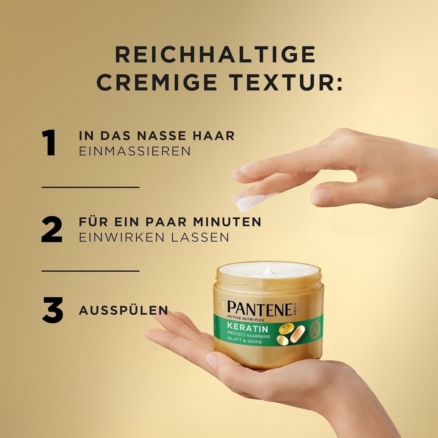 Pantene Pro-V Smooth & Silky Keratin Protect Haarmaske 500 ml für lockiges und trockenes Haar, bis zu 72 Stunden glattes und glänzendes Haar in einer einzigen Anwendung, mit Pro-V-Formel und aktiver Nutri-Plex-Haarmaske Naty Shop