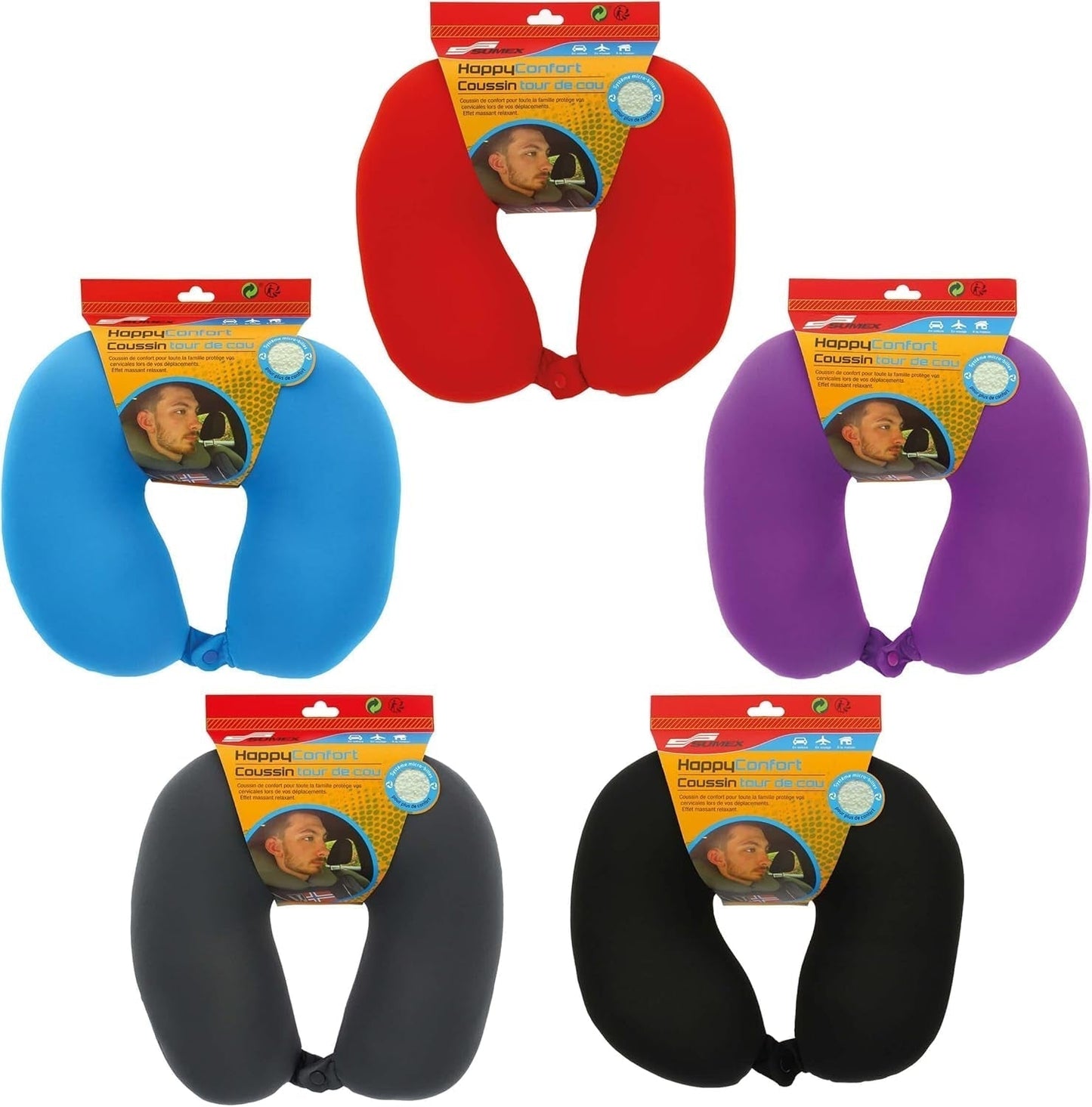 Sumex Reisekissen, Nackenkissen für Kinder und Erwachsene, U-förmig, ultraweich, waschbar, ideal für Reisen, rot, Reisekissen, Naty Shop