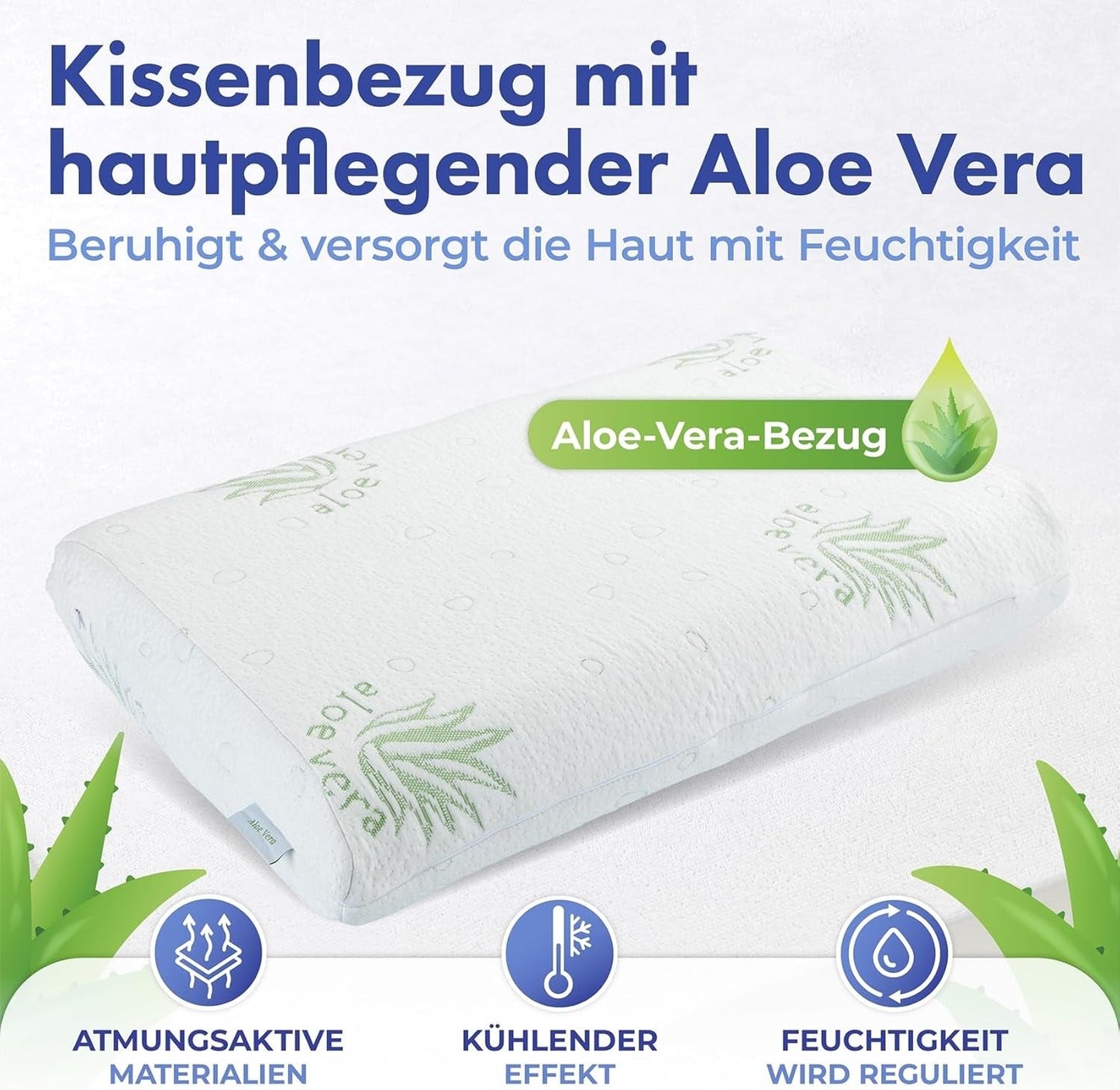 Maximex Visco-Nackenstützkissen, Atmungsaktives Stützkissen mit ergonomischer Schaumstofffüllung, Höhen- und höhenverstellbares Nackenstützkissen für einen erholsamen Schlaf, Mit Aloe Vera Naty Shop Standardkissen